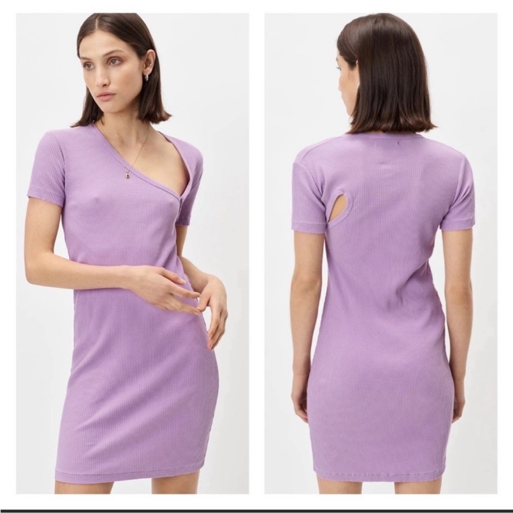 John Elliott Cotton‎ Rib Asymmetrical Dress in Planet Purple Size Small